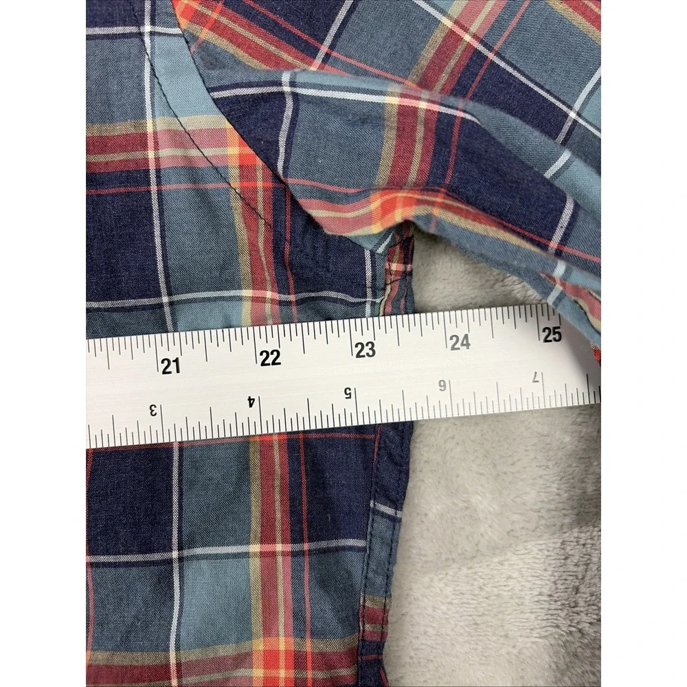 J.Crew Button Down Shirt Mens XL Blue Plaid Heathered Cotton Long Sleeve 47166